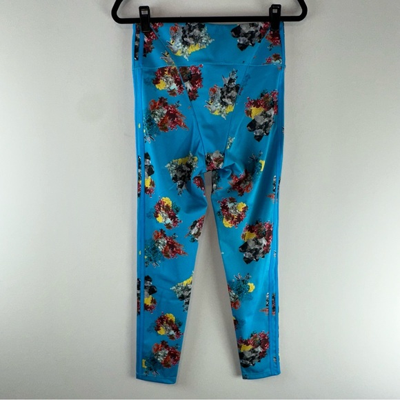 Ivy Park x Adidas Blue Floral Printed Striped Women Leggings Size M - Picture 5 of 14